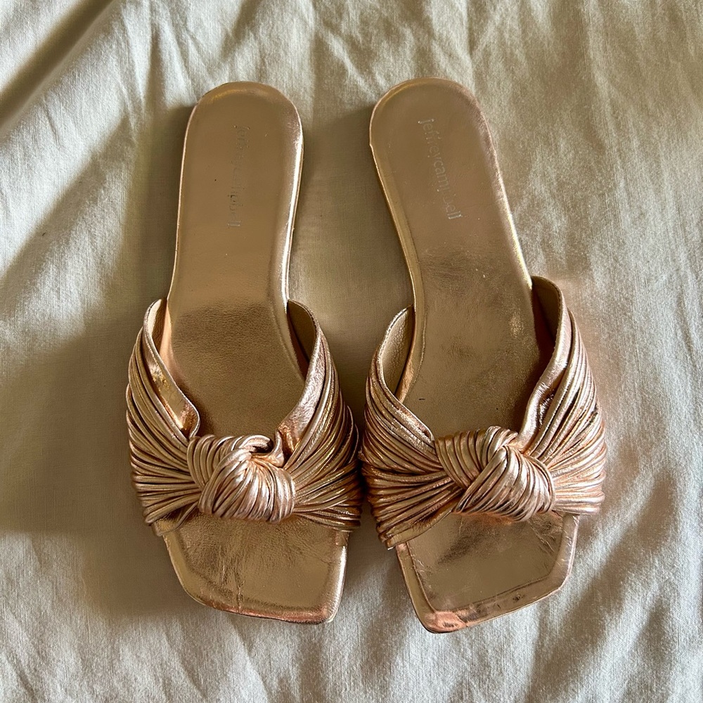 Jeffrey Campbell Rose Gold Sandals with Knotted Design